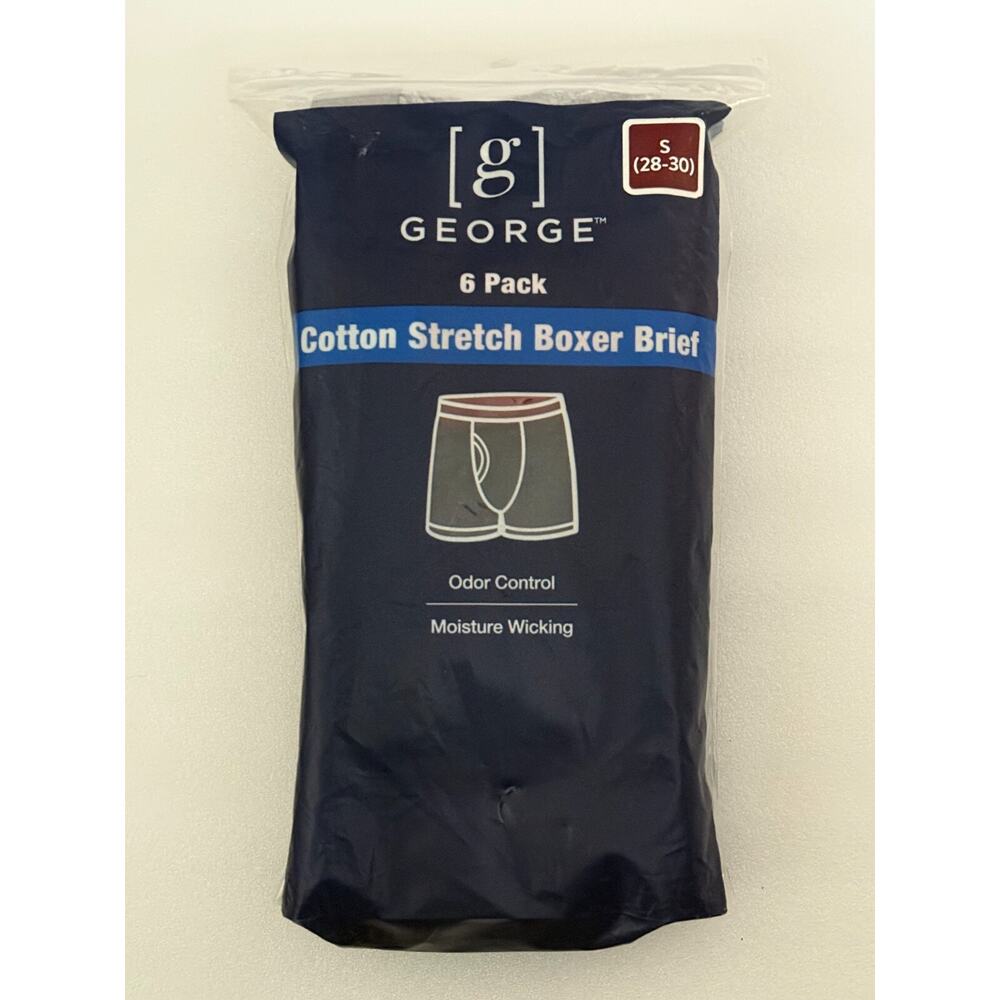 George Brand, 6 Pack Cotton Stretch Boxer Briefs Sz small 28-30, Odor‎ Control